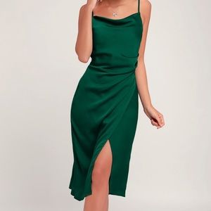 Satin forest green dress